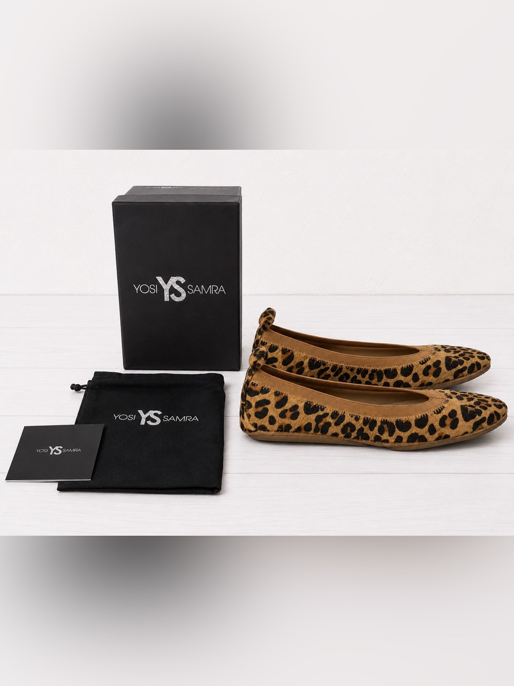 Yosi Samra Samara Foldable Slip On Ballet Flat Leopard Real Calf Hair Size 11